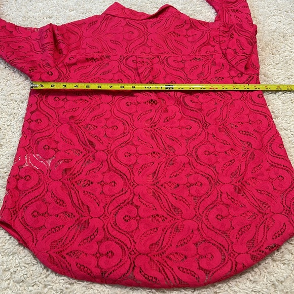 ANTRHRO MAEVE 10 Pink Button-down Open Lace Blouse with roll tab sleeves in EUC - Picture 9 of 9
